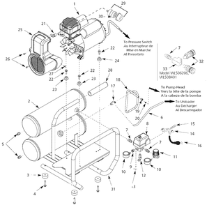Air-Compressor Parts Diagram and Parts List for WL508401  Campbell Hausfeld Compressor